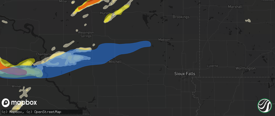 Hail map in Spencer, SD on June 3, 2026