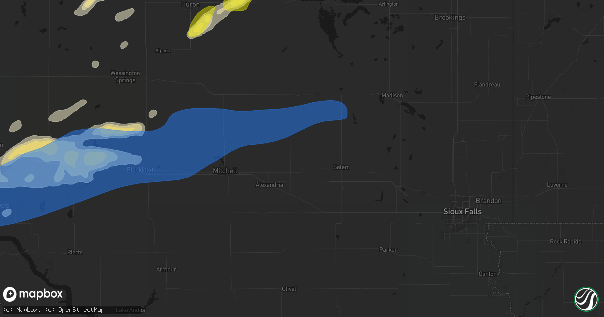 Hail map in Spencer, SD on June 3, 2026