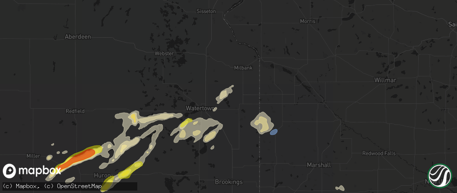 Hail map in Strandburg, SD on June 3, 2026
