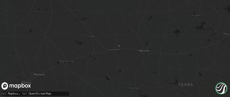 Hail map in Sweetwater, TX on June 3, 2026