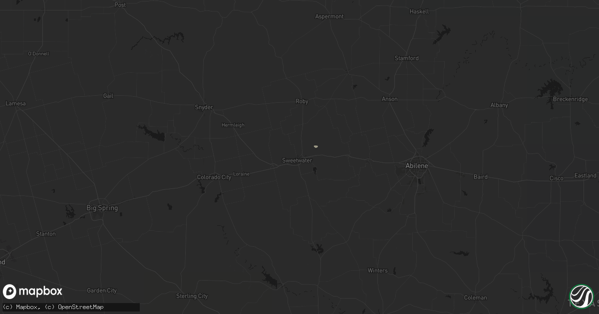 Hail map in Sweetwater, TX on June 3, 2026