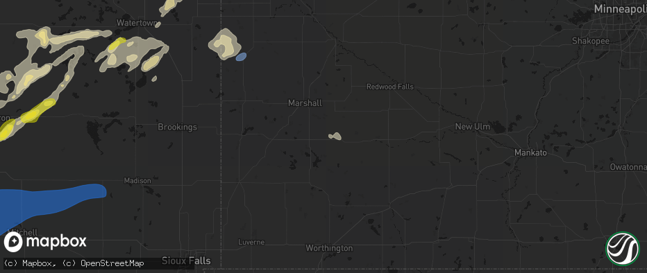 Hail map in Tracy, MN on June 3, 2026