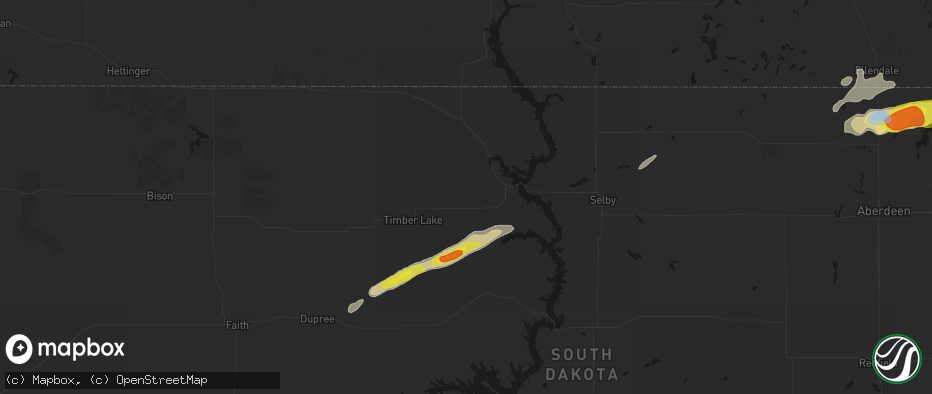 Hail map in Trail City, SD on June 3, 2026