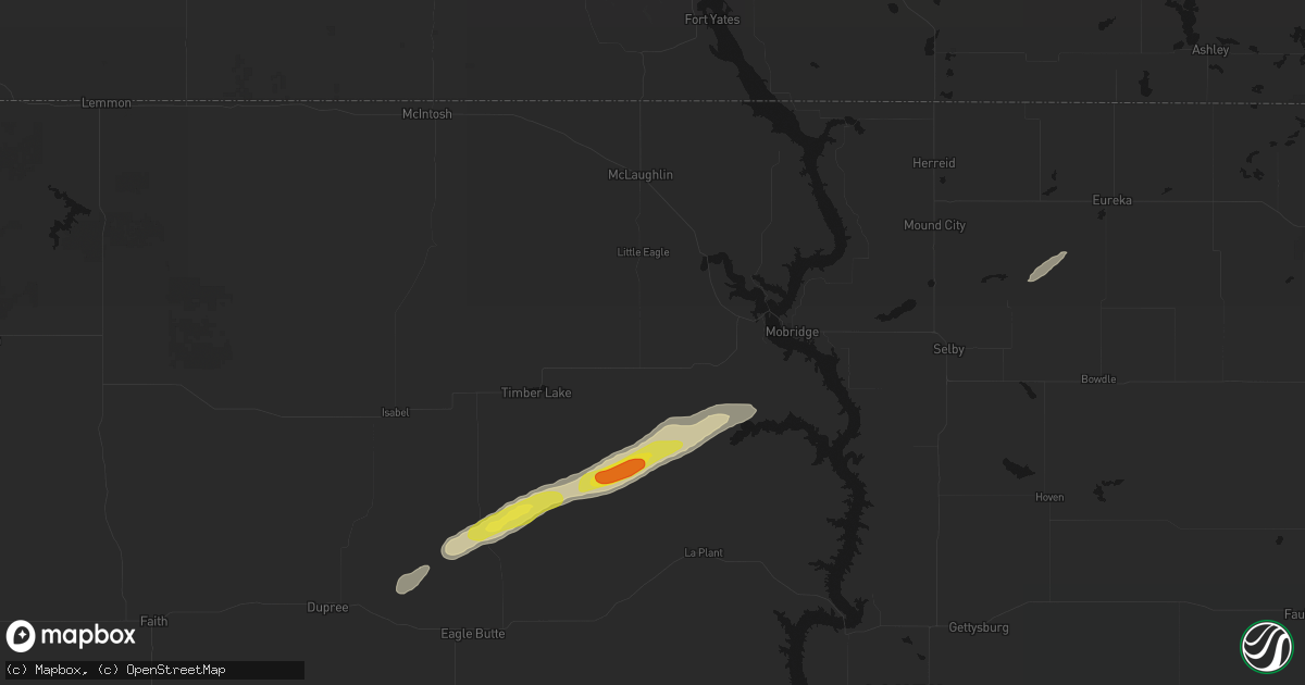 Hail map in Trail City, SD on June 3, 2026