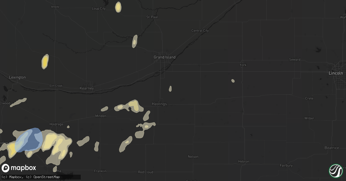 Hail map in Trumbull, NE on June 3, 2026