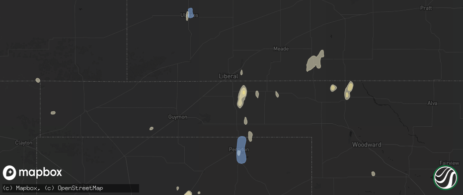 Hail map in Turpin, OK on June 3, 2026