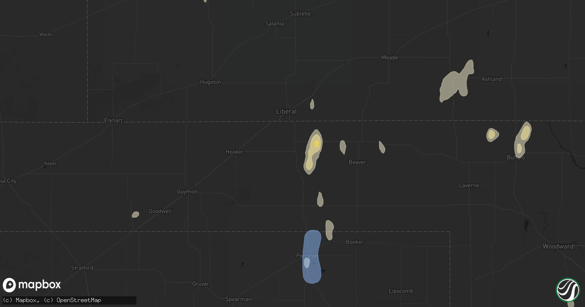 Hail map in Turpin, OK on June 3, 2026