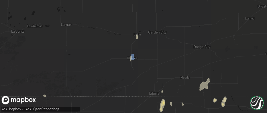 Hail map in Ulysses, KS on June 3, 2026