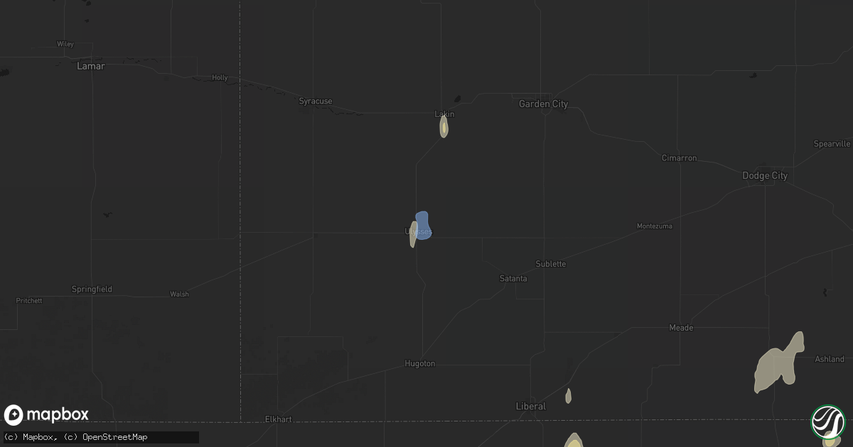 Hail map in Ulysses, KS on June 3, 2026