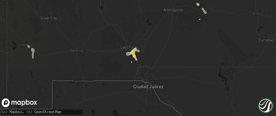 Hail map in Vado, NM on June 3, 2026