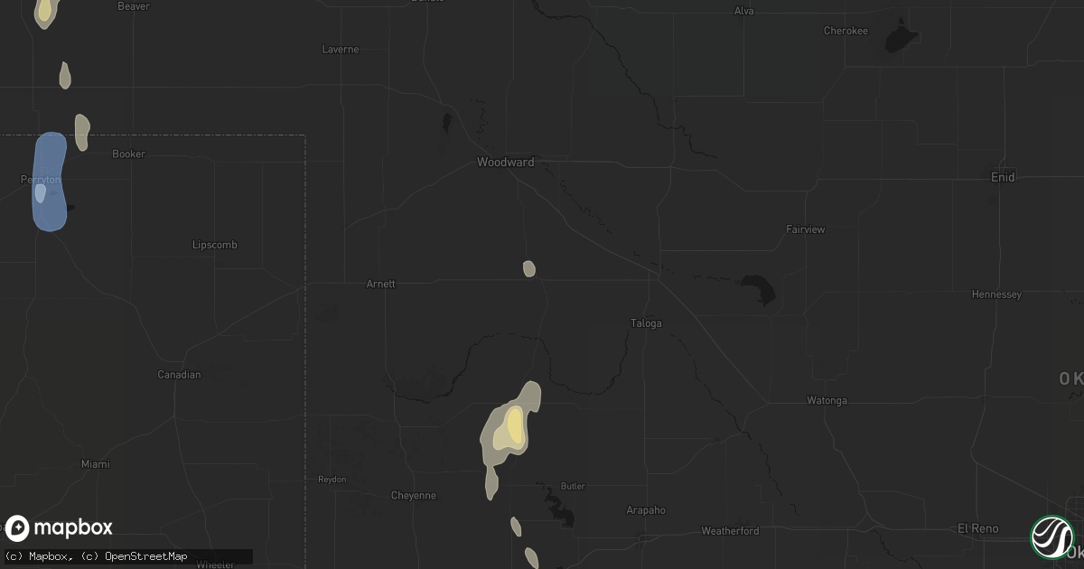 Hail map in Vici, OK on June 3, 2026