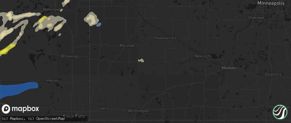 Hail map in Walnut Grove, MN on June 3, 2026