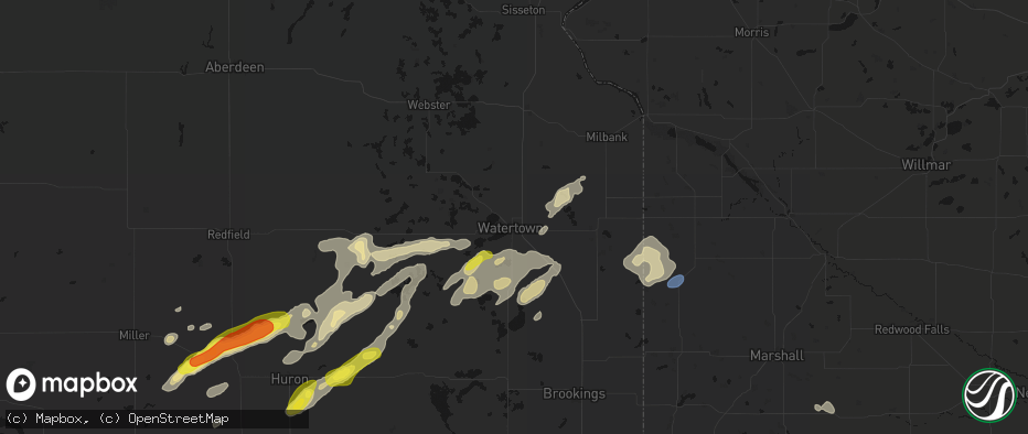 Hail map in Watertown, SD on June 3, 2026