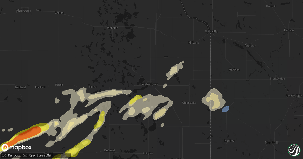 Hail map in Watertown, SD on June 3, 2026