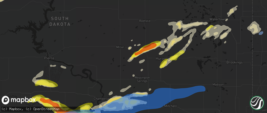 Hail map in Wessington, SD on June 3, 2026