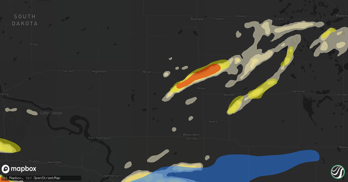 Hail map in Wessington, SD on June 3, 2026