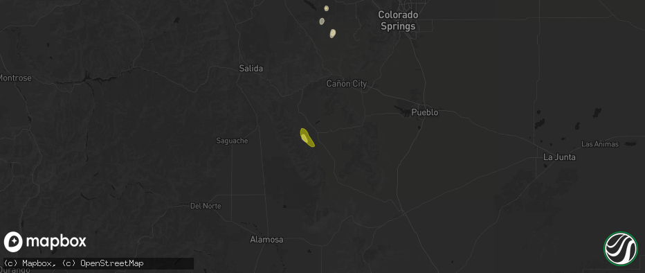 Hail map in Westcliffe, CO on June 3, 2026