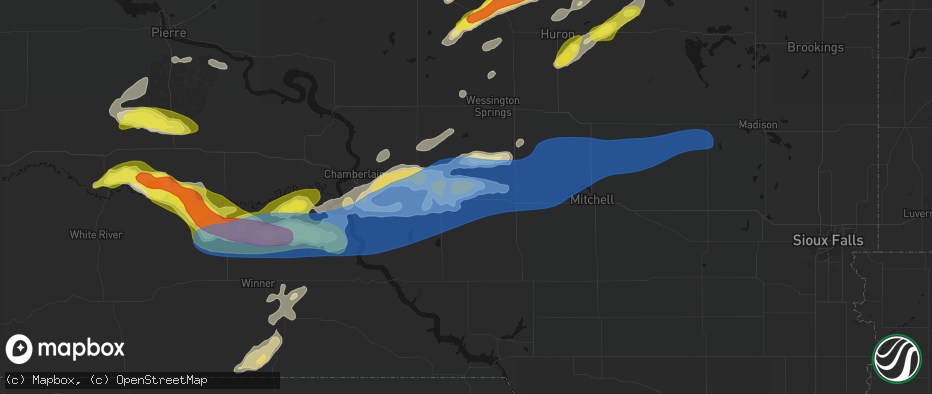 Hail map in White Lake, SD on June 3, 2026