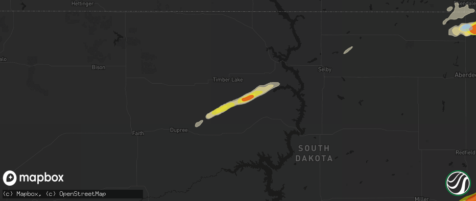 Hail map in Whitehorse, SD on June 3, 2026
