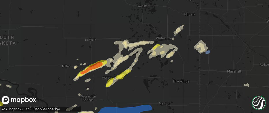 Hail map in Willow Lake, SD on June 3, 2026