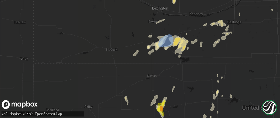 Hail map in Wilsonville, NE on June 3, 2026