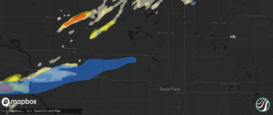 Hail map in Winfred, SD on June 3, 2026