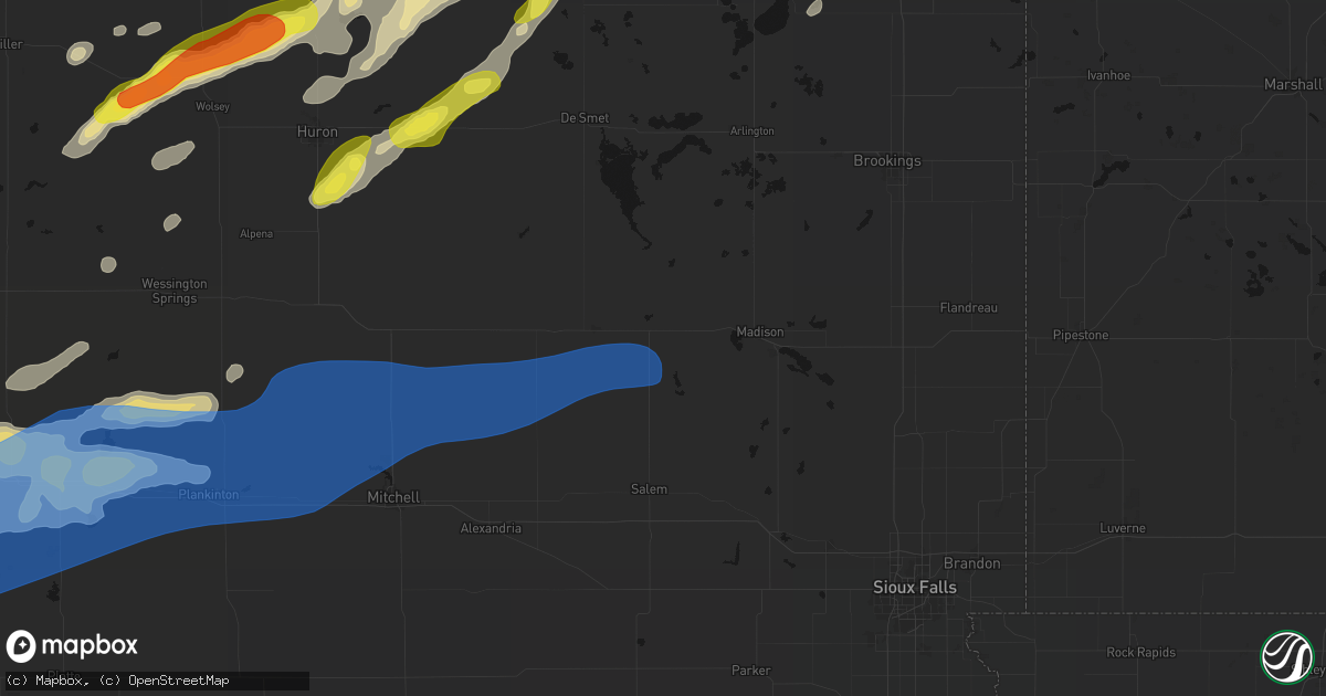 Hail map in Winfred, SD on June 3, 2026
