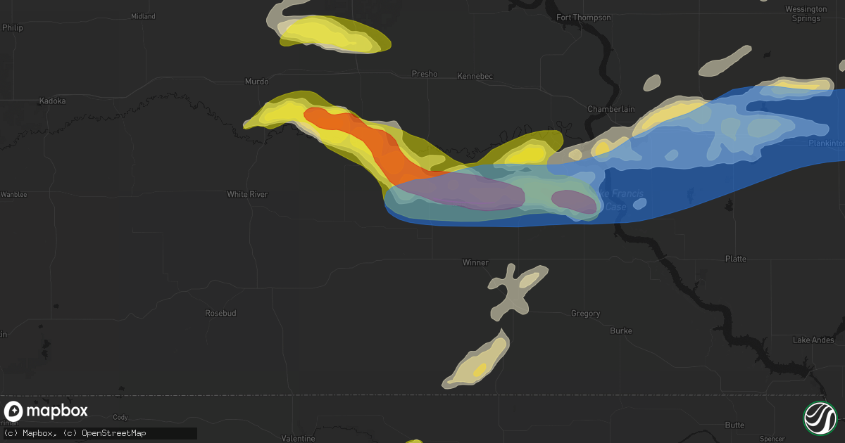 Hail map in Witten, SD on June 3, 2026