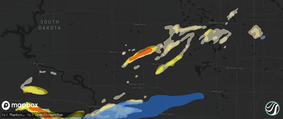 Hail map in Wolsey, SD on June 3, 2026