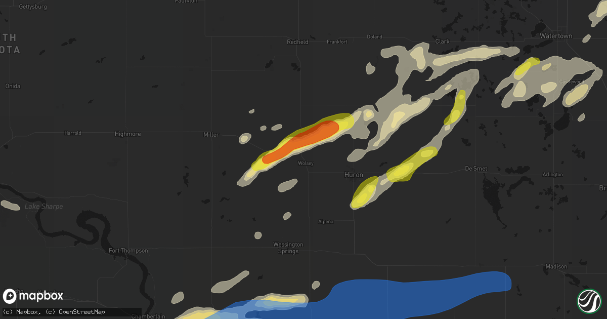 Hail map in Wolsey, SD on June 3, 2026