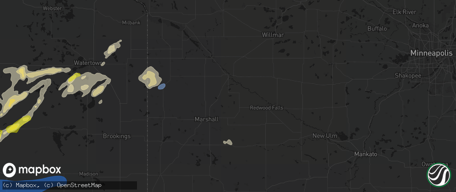 Hail map in Wood Lake, MN on June 3, 2026