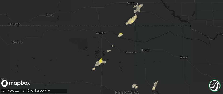 Hail map in Wood Lake, NE on June 3, 2026