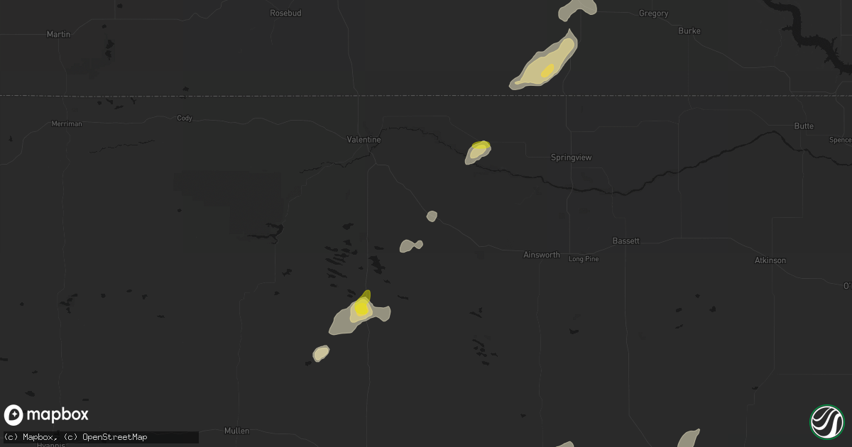 Hail map in Wood Lake, NE on June 3, 2026