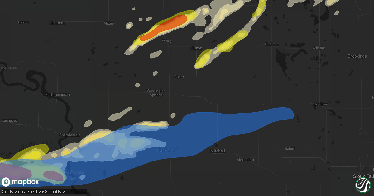 Hail map in Woonsocket, SD on June 3, 2026