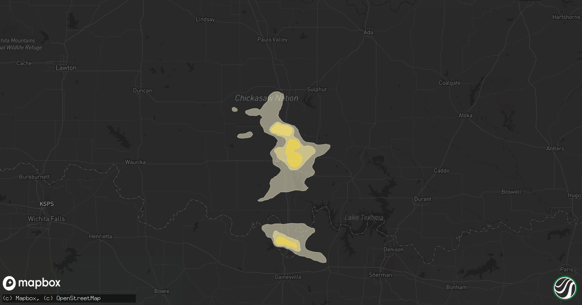 Hail map in Ardmore, OK on June 4, 2013
