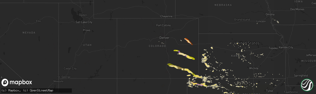 Hail map in Colorado on June 4, 2013