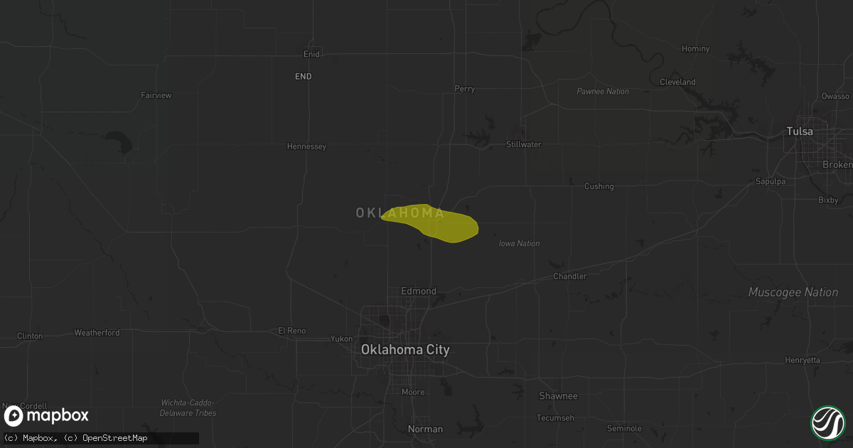 Hail map in Guthrie, OK on June 4, 2013