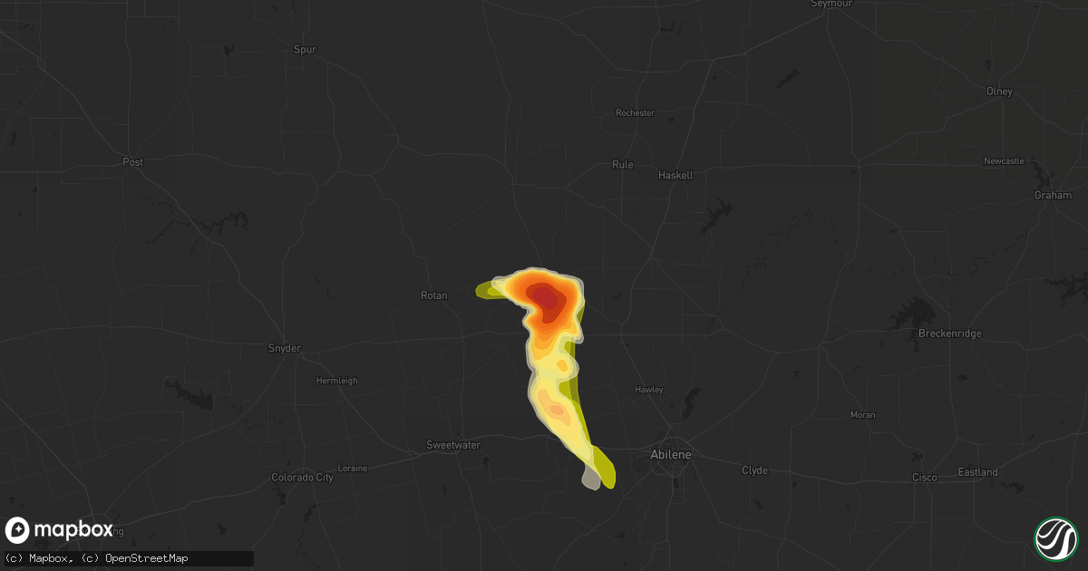 Hail map in Hamlin, TX on June 4, 2013