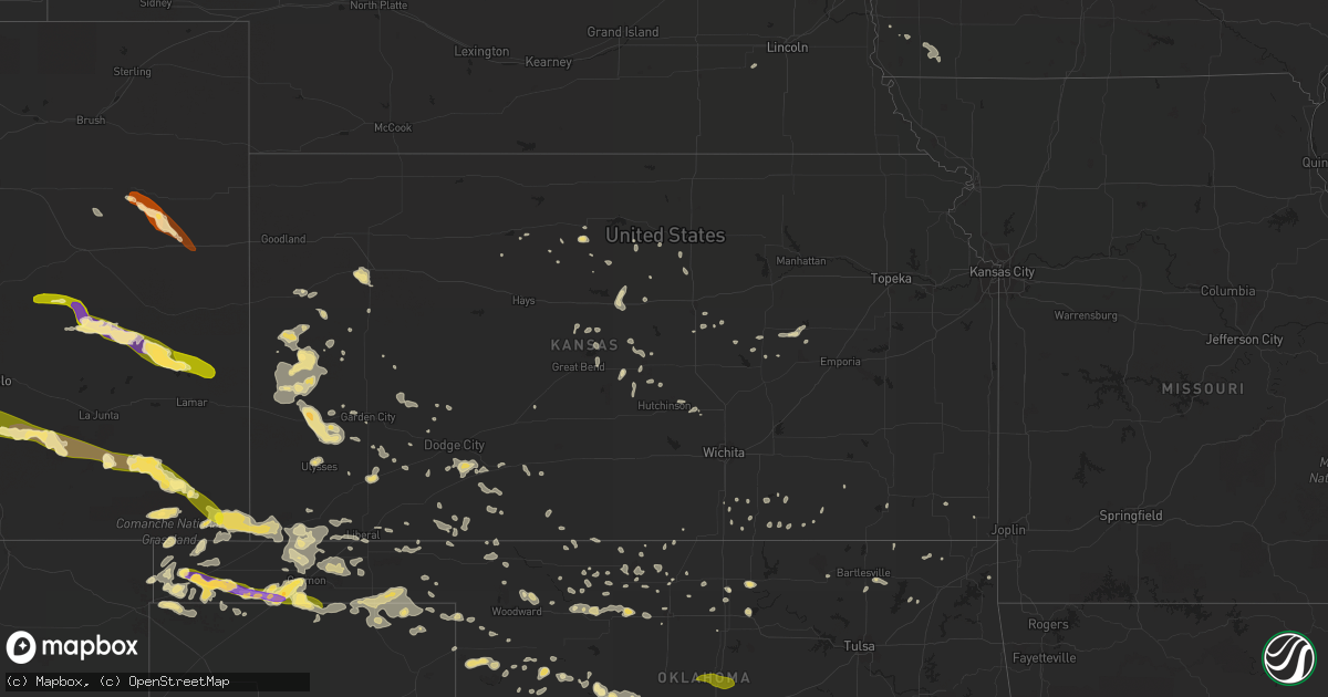 Hail map in Kansas on June 4, 2013