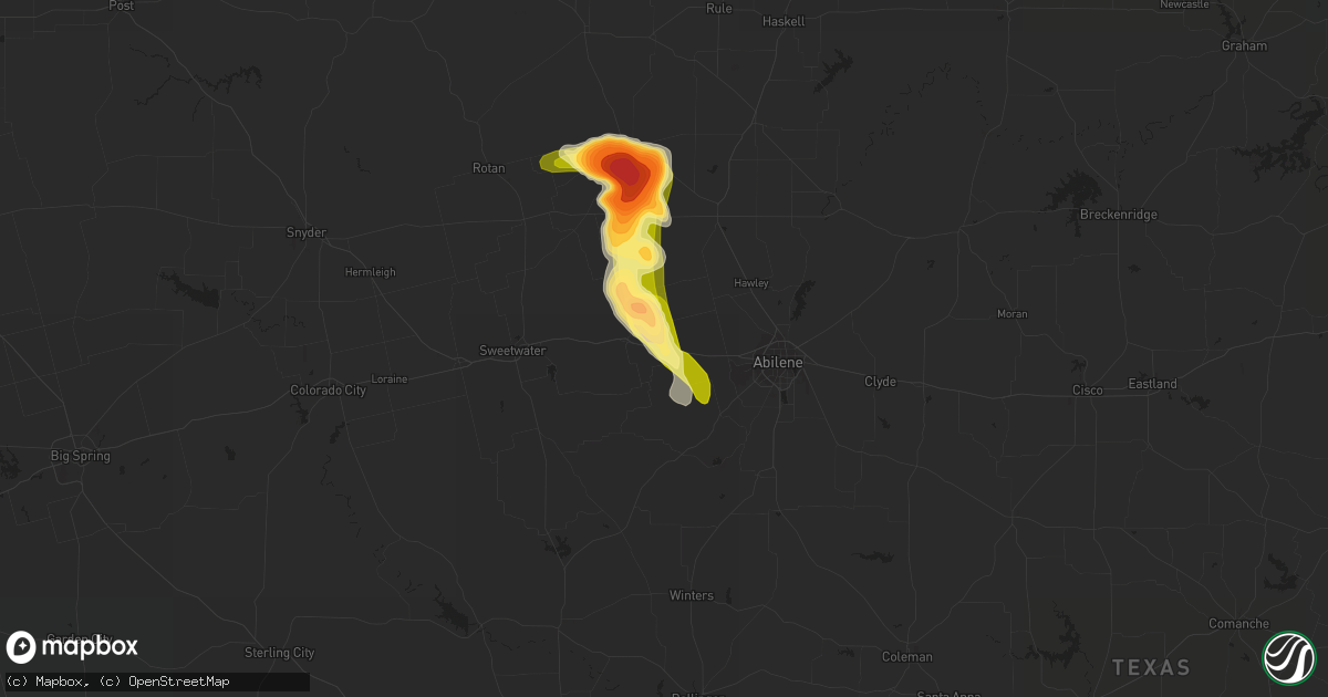 Hail map in Merkel, TX on June 4, 2013