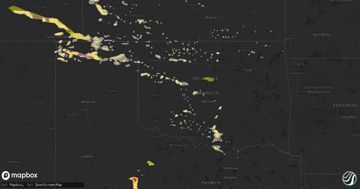 Hail map in Oklahoma on June 4, 2013