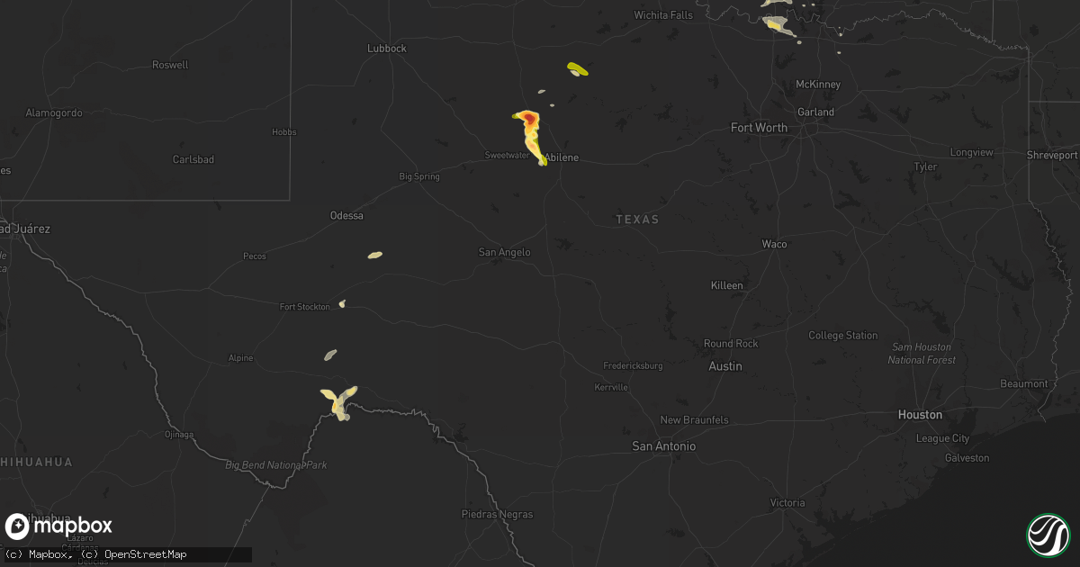 Hail map in Texas on June 4, 2013