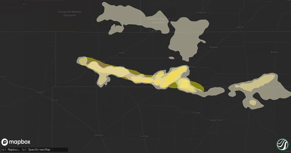 Hail map in Texhoma, OK on June 4, 2013