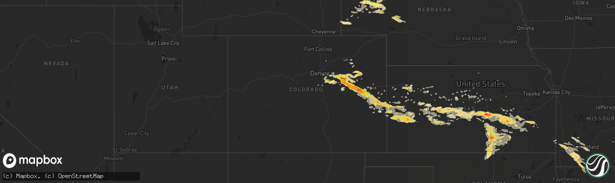 Hail map in Colorado on June 4, 2014