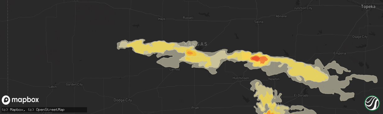 Hail map in Great Bend, KS on June 4, 2014