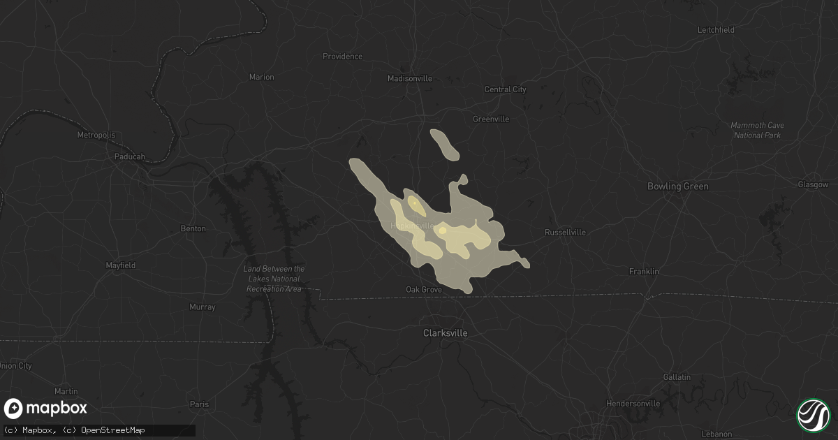 Hail map in Hopkinsville, KY on June 4, 2014