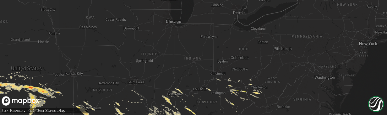 Hail map in Indiana on June 4, 2014