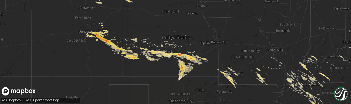 Hail map in Kansas on June 4, 2014