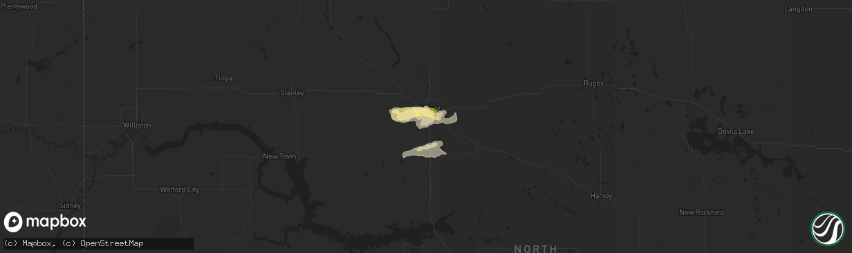 Hail map in Minot, ND on June 4, 2014