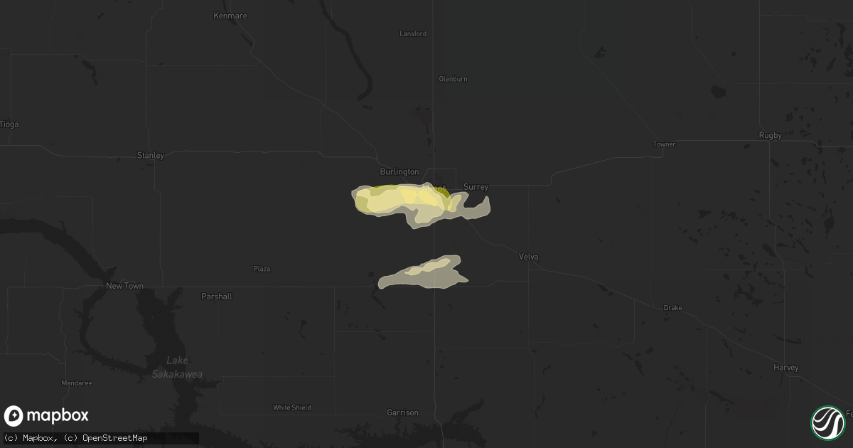 Hail map in Minot, ND on June 4, 2014
